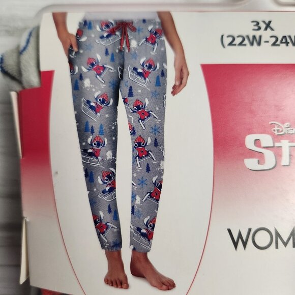 Christmas Lilo Stitch Pajama Pants Womens 3X Sledding Gray Pocket Drawstring New - Picture 4 of 5